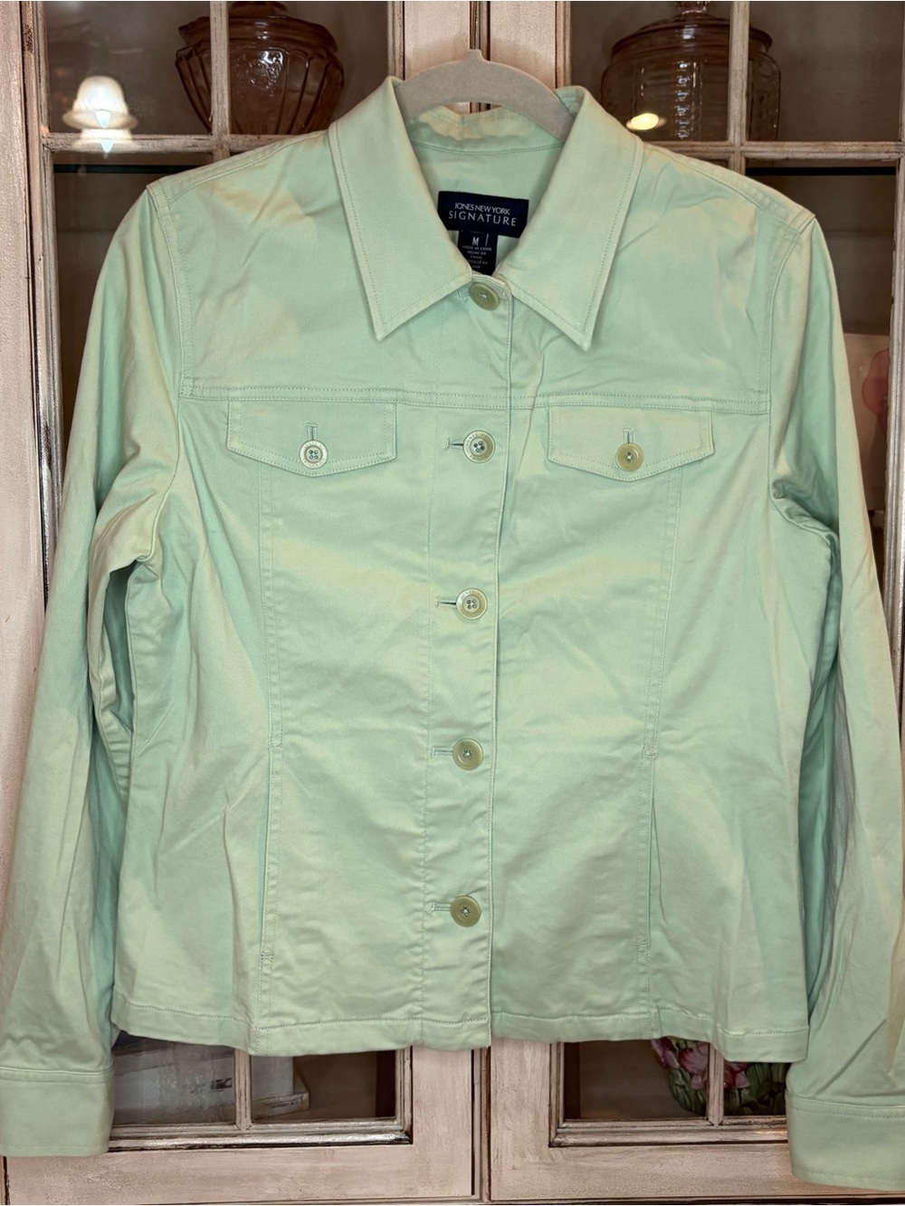 Jones New York Signature Mint Green Button-Front Jacket